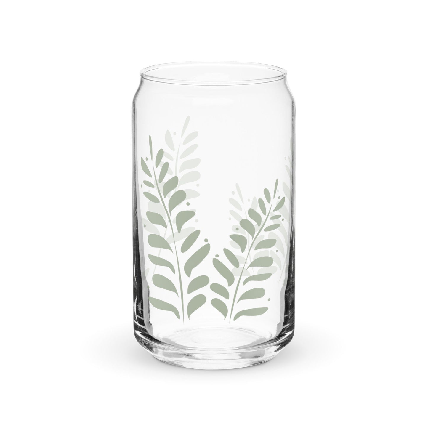 Abstract Leaf Can shaped glass cup, Fall cup for Iced Coffee, Gift for her, Smoothie Glass, Cold Drink Cup, Boho Vibes