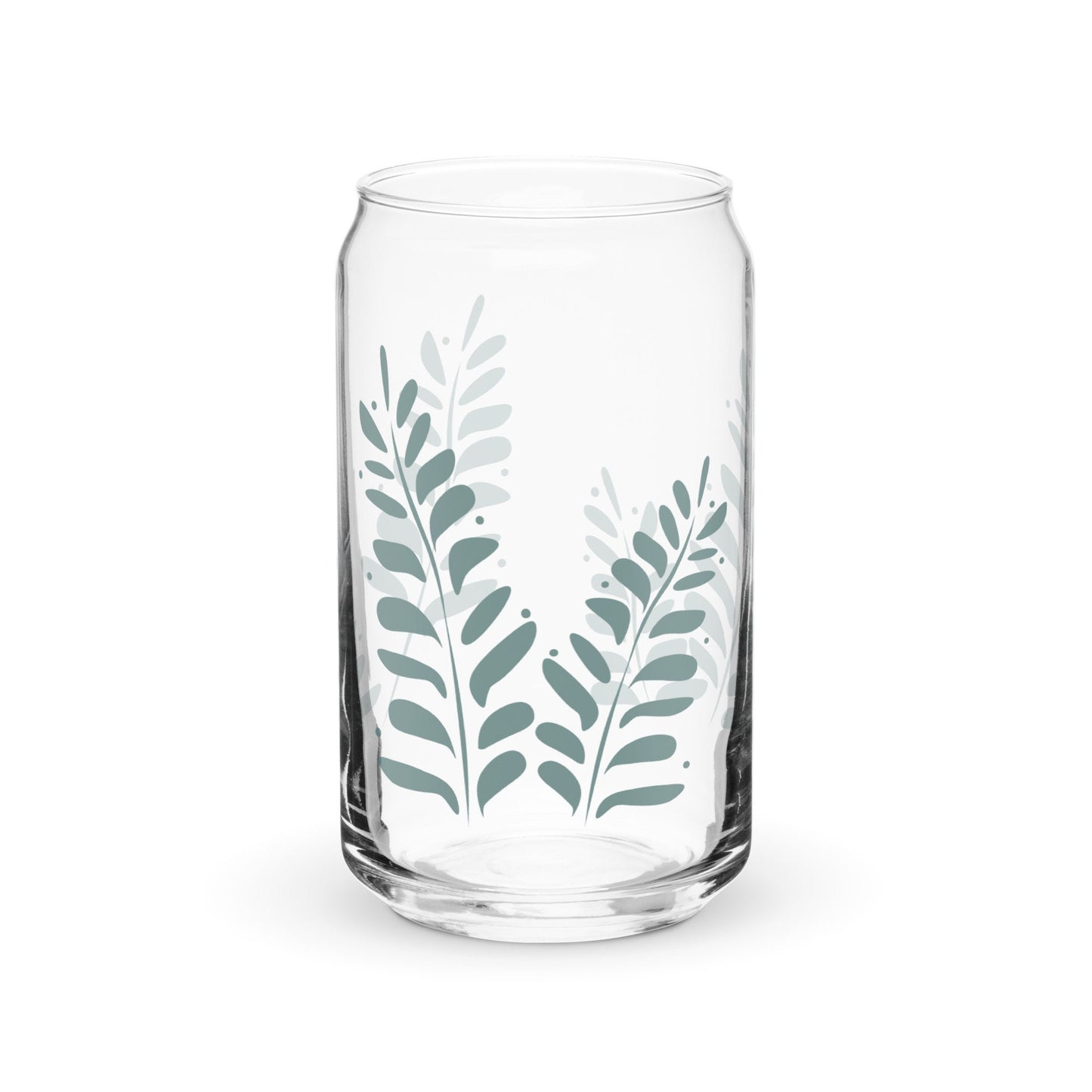 Abstract Leaf Can shaped glass cup, Fall cup for Iced Coffee, Gift for her, Smoothie Glass, Cold Drink Cup, Boho Vibes