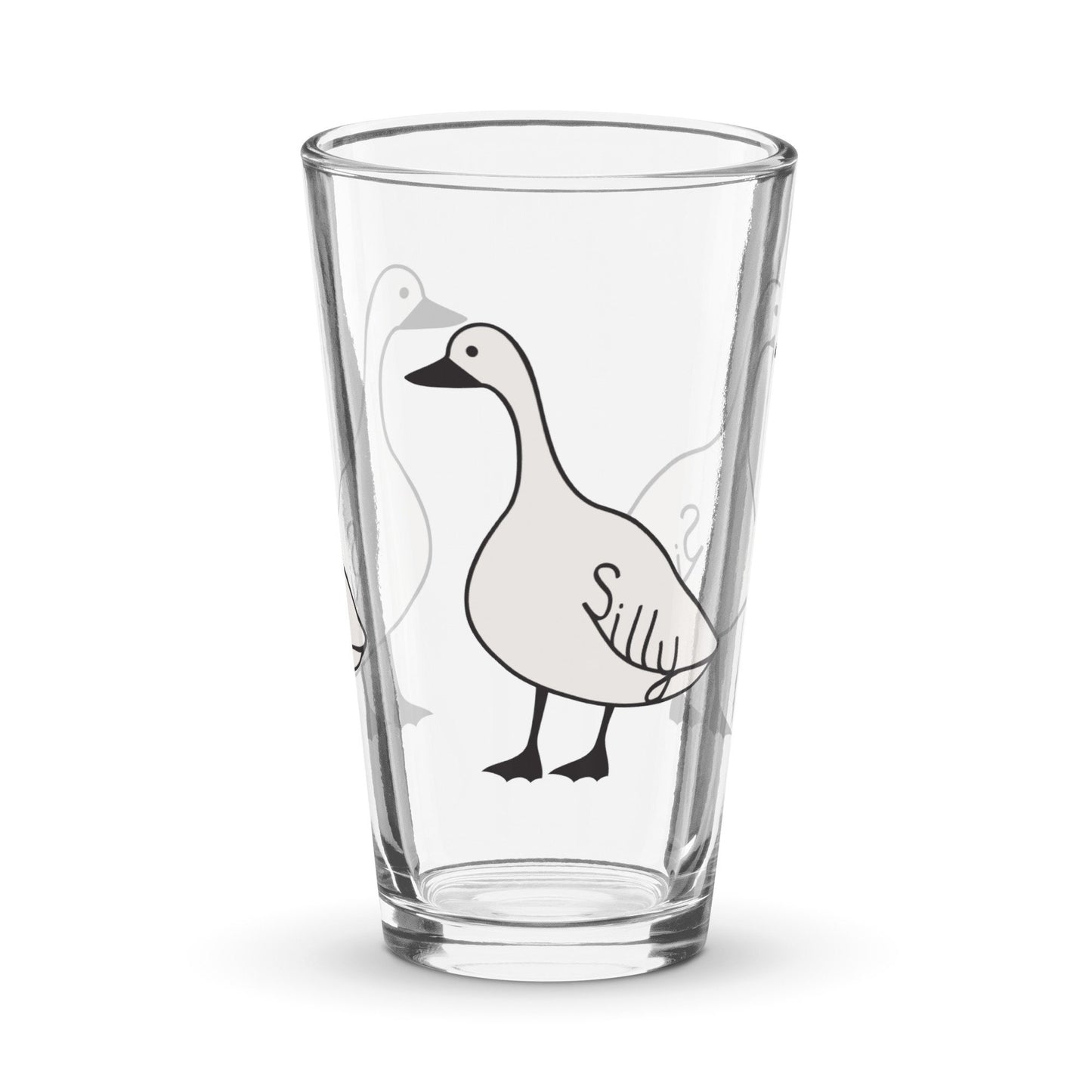 Silly Goose Pint Glass, Funny Graphic beer glass, Bird pint glass, Gift for him, Cold Drink Glass, Cocktail Gift, Shaker Pint Glass, 16 oz