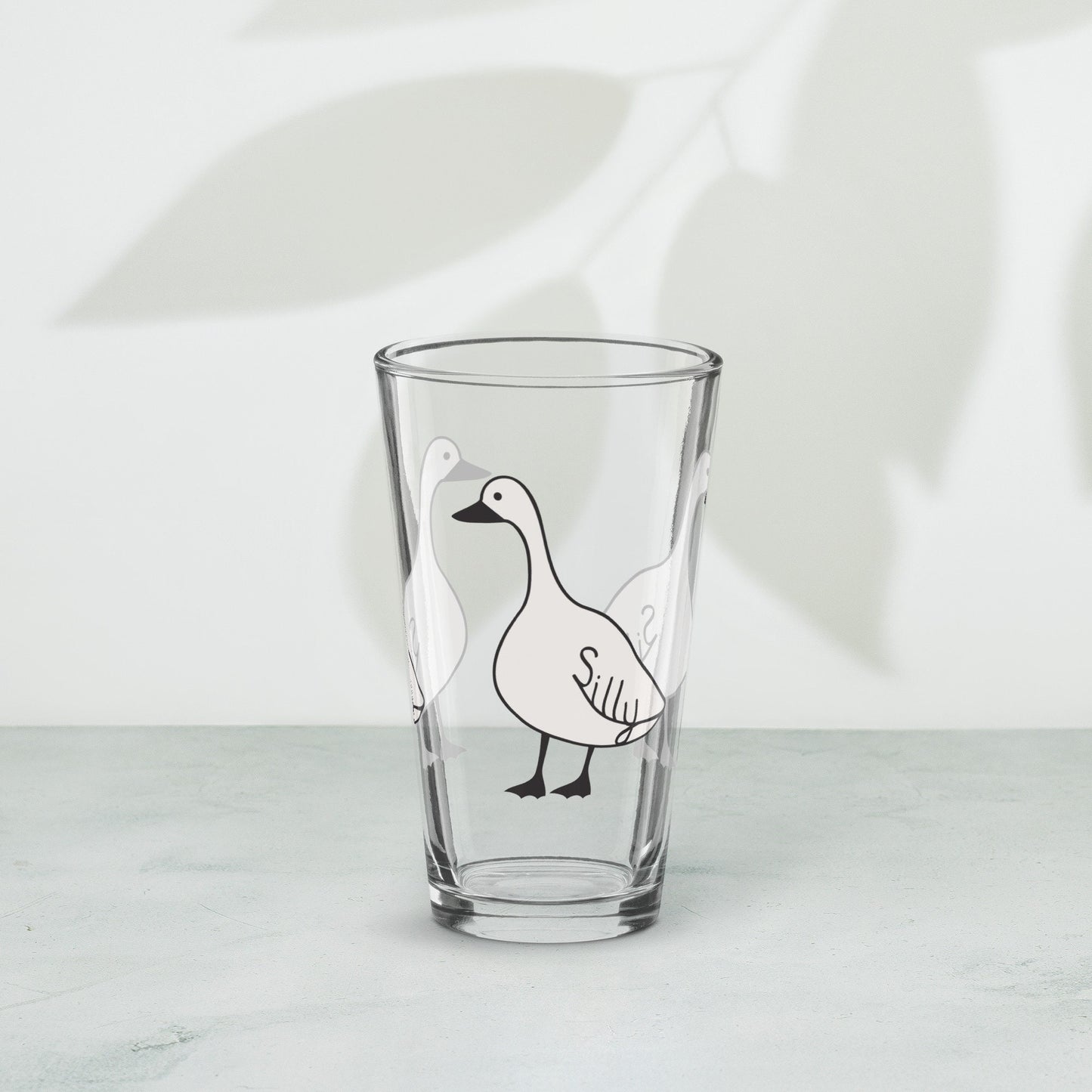 Silly Goose Pint Glass, Funny Graphic beer glass, Bird pint glass, Gift for him, Cold Drink Glass, Cocktail Gift, Shaker Pint Glass, 16 oz