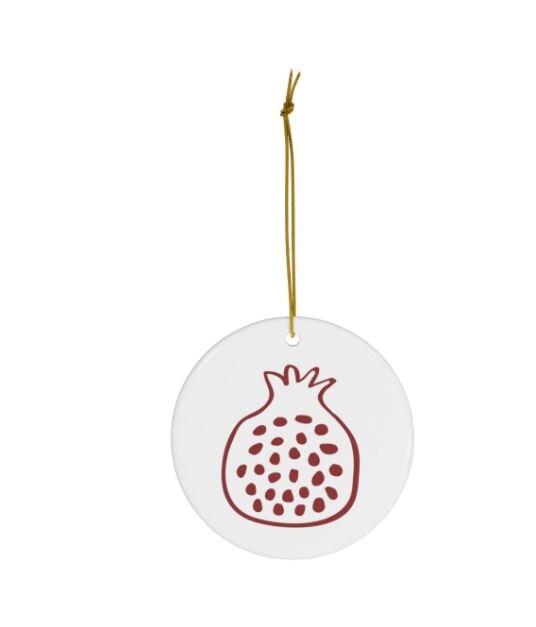 Pomegranate Ornament, Christmas tree ornament, Ceramic tree decoration